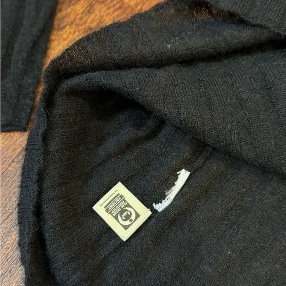 Semi-Sheer Black Ribbed Mockneck Sweater - Picture 3 of 5